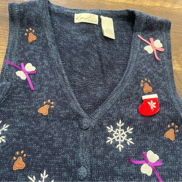 Kim Rogers Navy Blue Festive Dog Vest - Picture 3 of 10